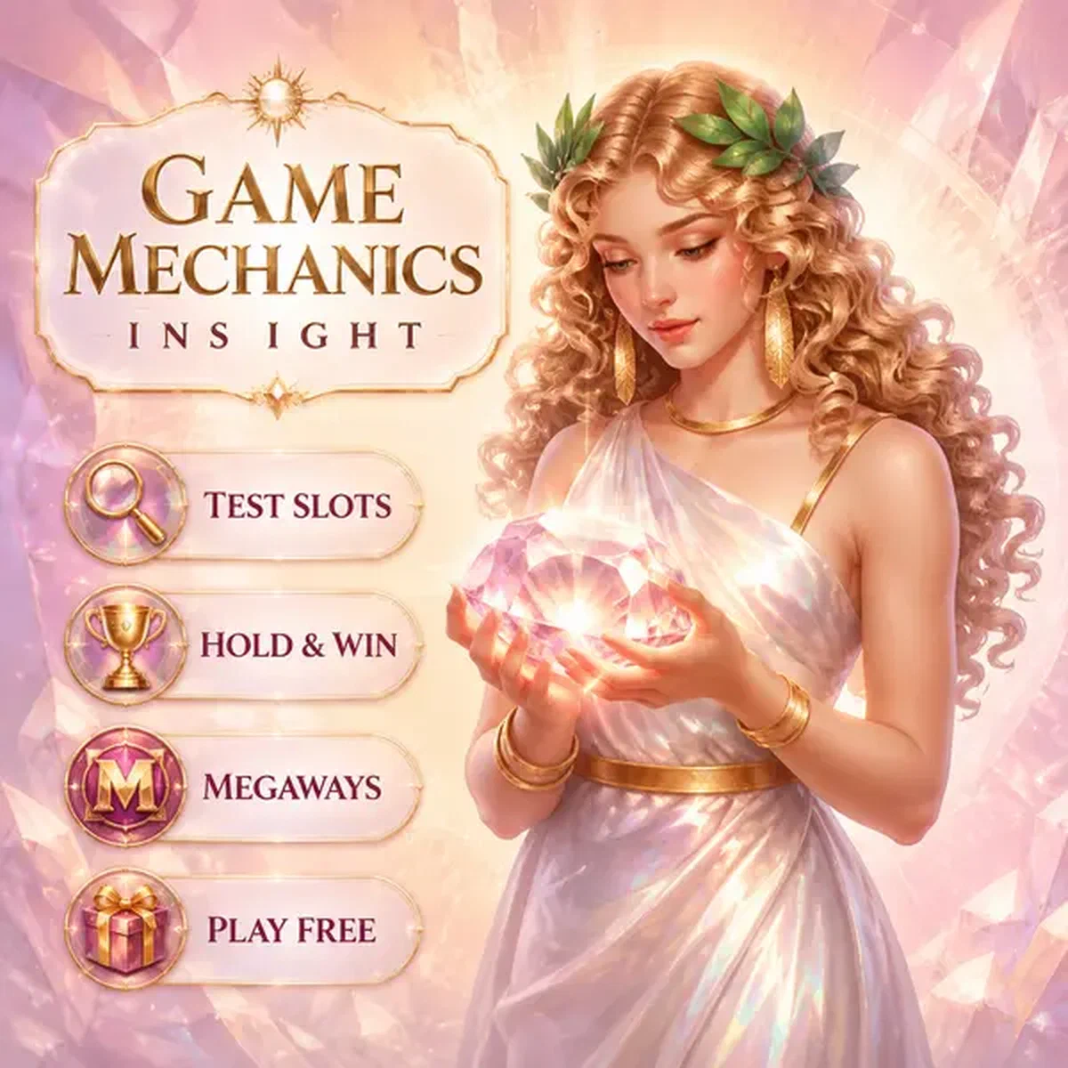 Morgengöttin hält sanft leuchtenden Kristall, der Spielautomaten bei Game Format Mechanics Breakdown enthüllt