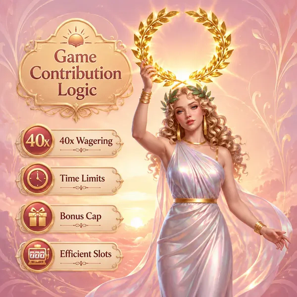 Morgengöttin hebt goldenen Lorbeerkranz bei Umsatzbedingungen und Spielbeitragslogik Bonushalle